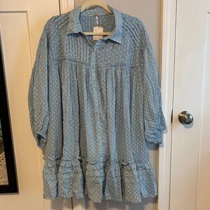 Free People Light Blue Floral Tunic